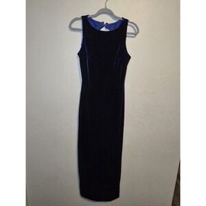 Zum Zum By Niki Livas Vintage Blue Velvet Gothic Glam Prom Wedding Formal Dress